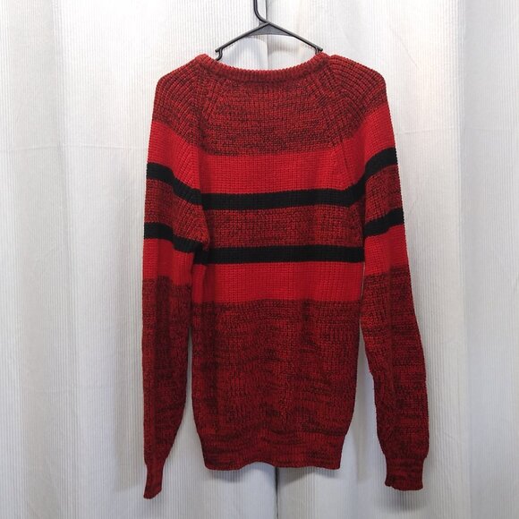Sweater Graphix Large Men Pullover Sweater Warm Knitted Thick Casual Red Blk VTG - Picture 2 of 6